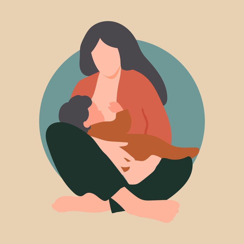 Mother with her child.Hand drawn Illustration in flat style vector