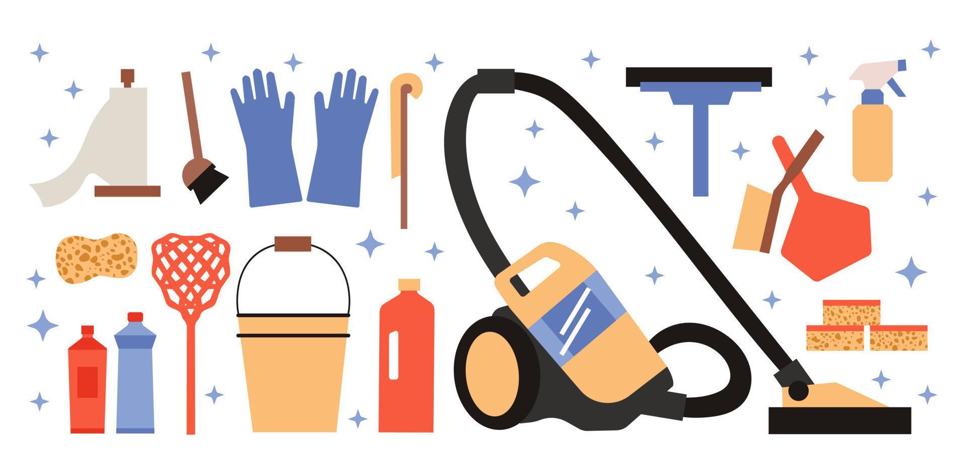 Various householding cleaning tools Hand drawn illustration 9598047