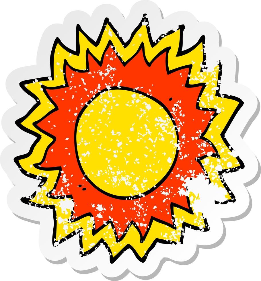 distressed sticker of a cartoon sun vector