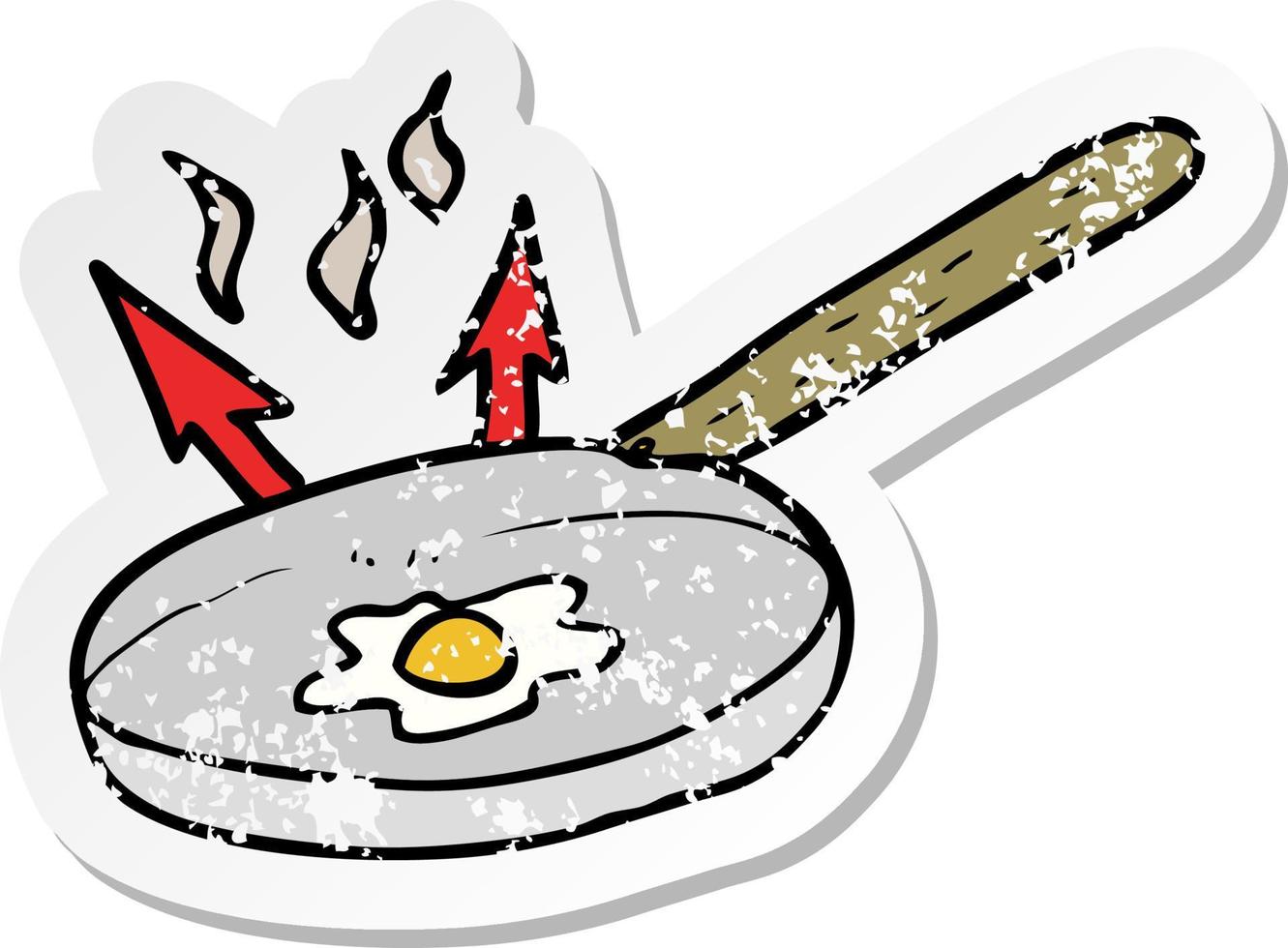 retro distressed sticker of a cartoon frying pan vector