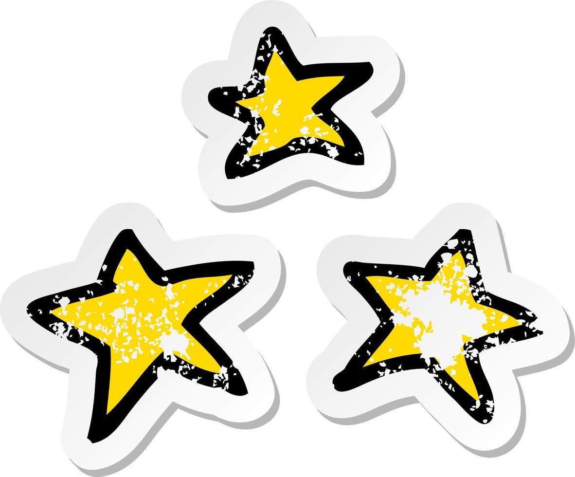 distressed sticker of a cartoon stars vector