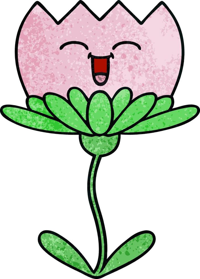 retro grunge texture cartoon flower vector