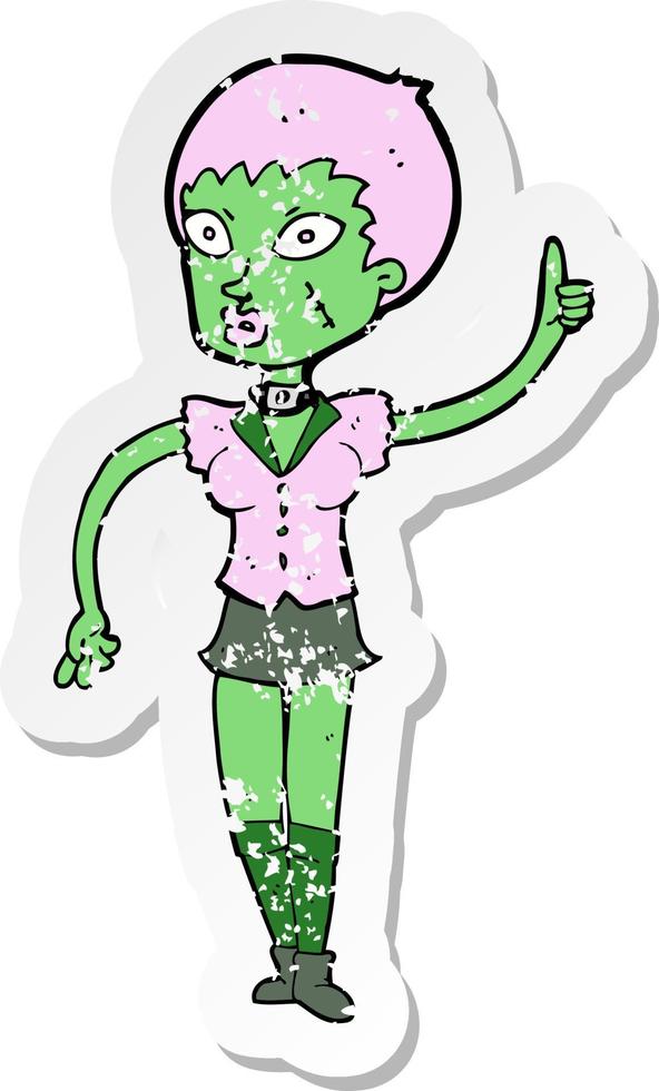 retro distressed sticker of a cartoon halloween girl vector