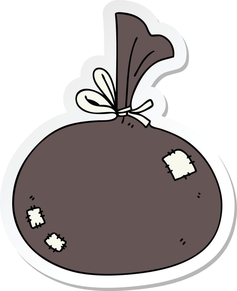 sticker of a quirky hand drawn cartoon sack vector