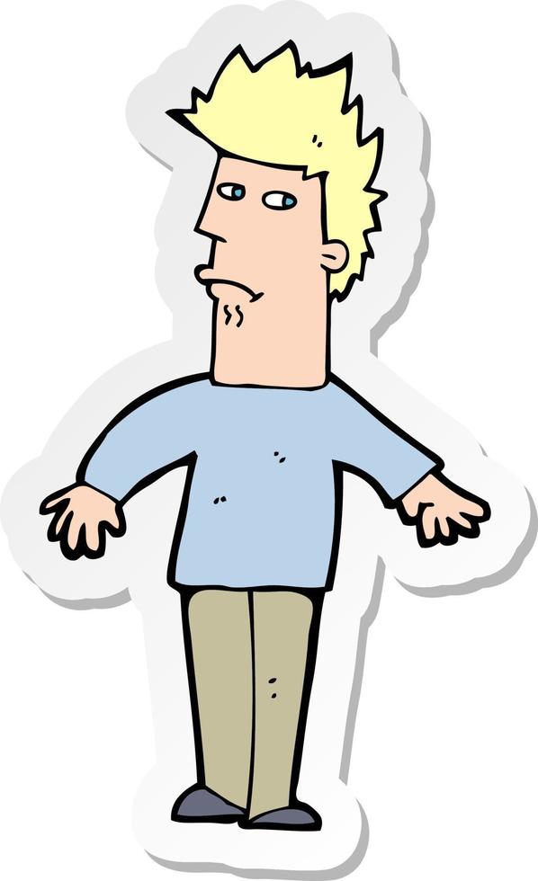 sticker of a cartoon worried man vector
