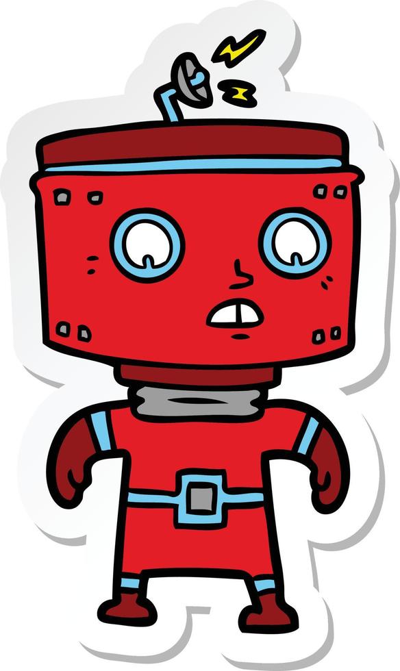 sticker of a cartoon robot vector