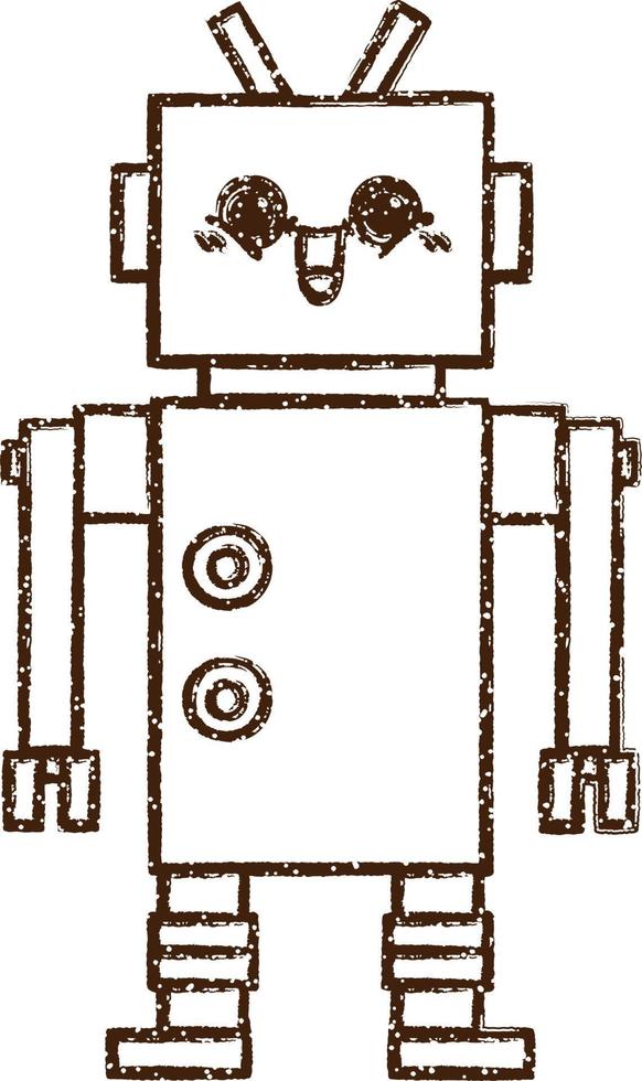 dibujo al carboncillo de un robot vector