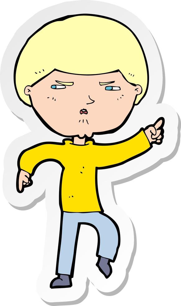 sticker of a cartoon annoyed man vector