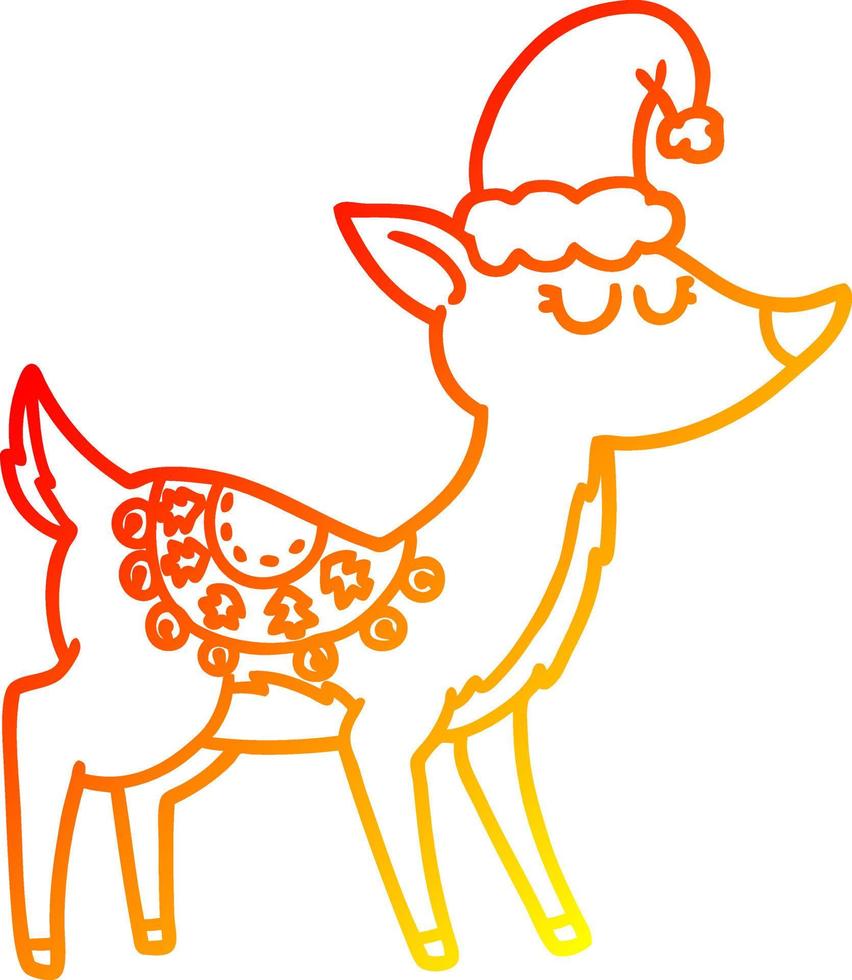 warm gradient line drawing cartoon reindeer vector