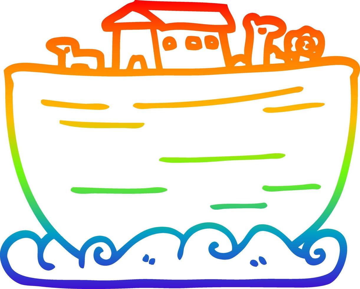 rainbow gradient line drawing cartoon noahs ark vector