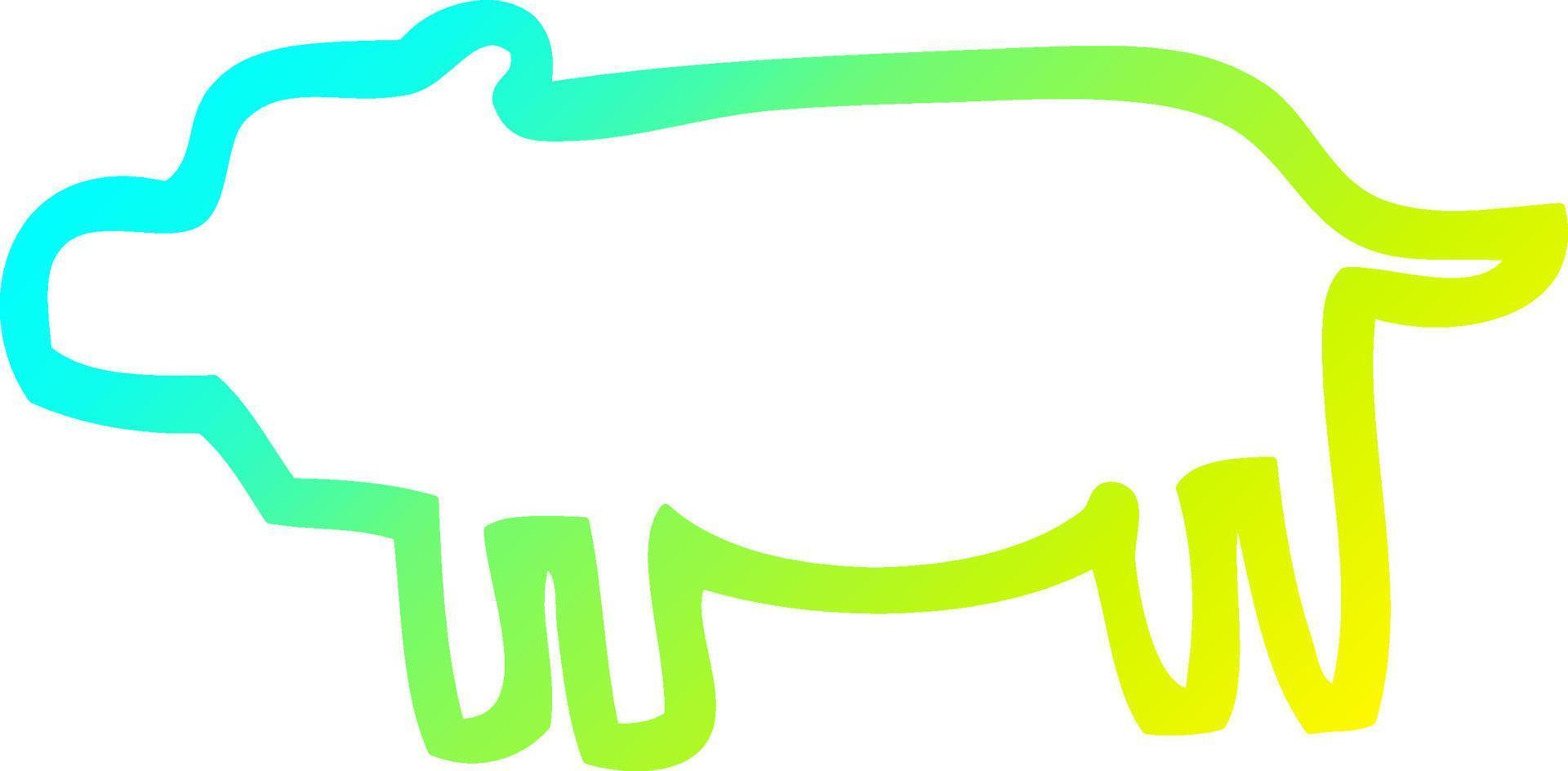 línea de gradiente frío dibujo símbolo animal de dibujos animados vector