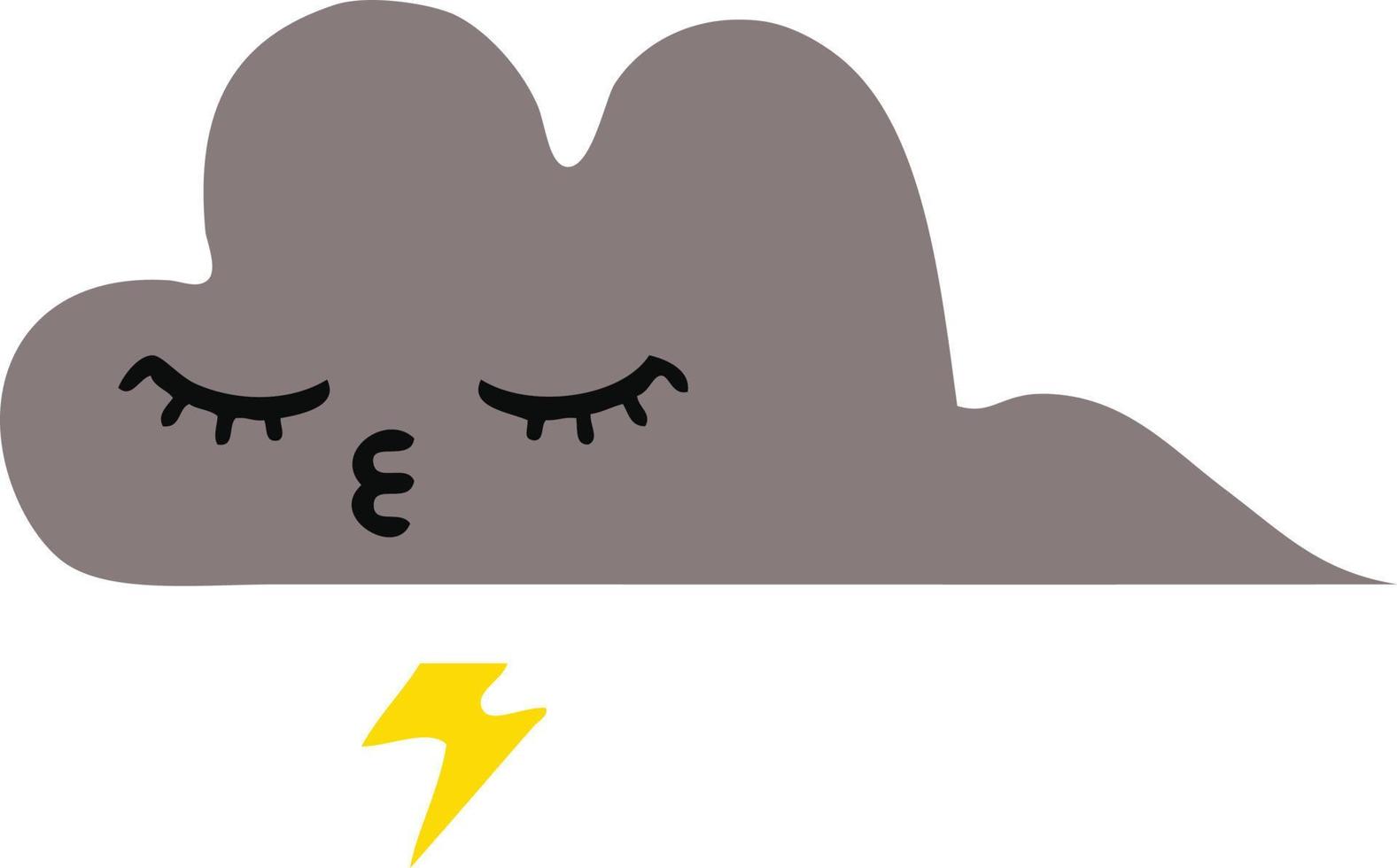 flat color retro cartoon storm cloud vector