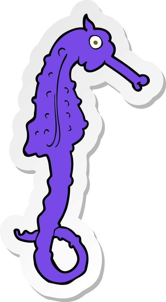 sticker of a cartoon sea horse vector