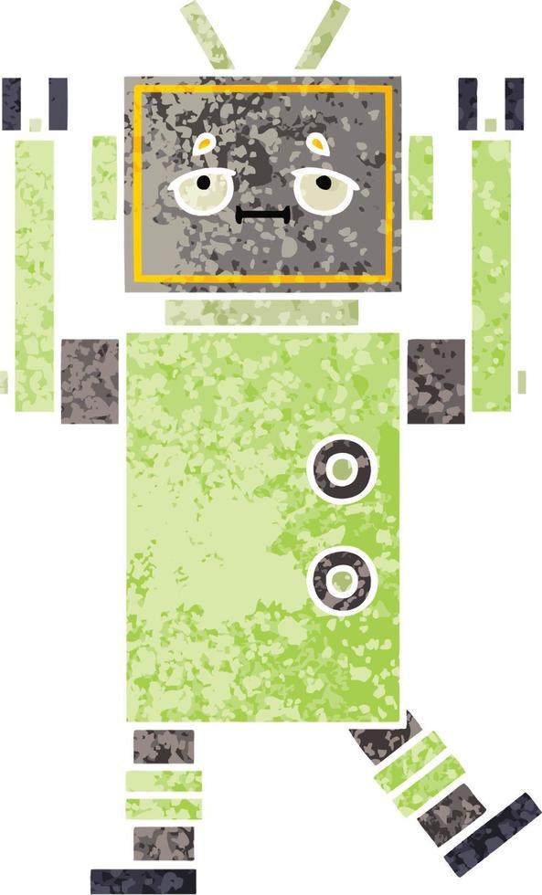 retro illustration style cartoon robot vector