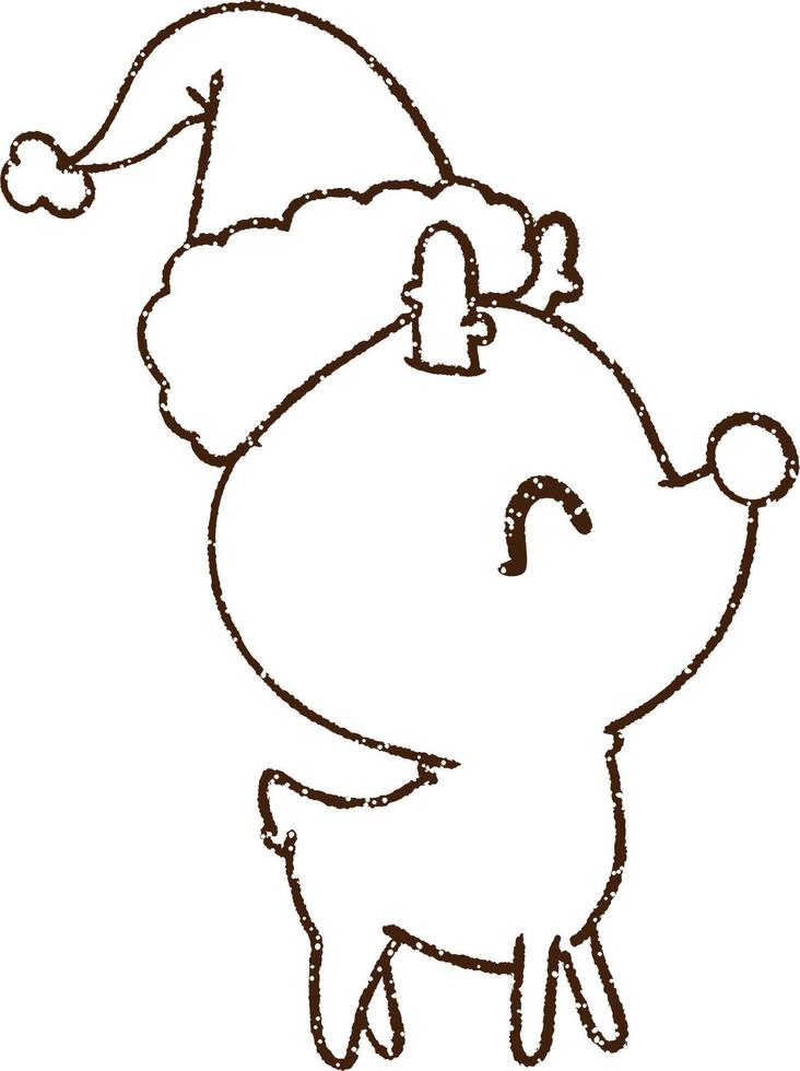 Christmas Reindeer Charcoal Drawing vector