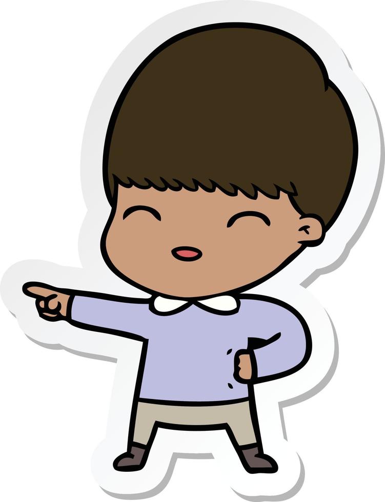 sticker of a happy cartoon boy vector