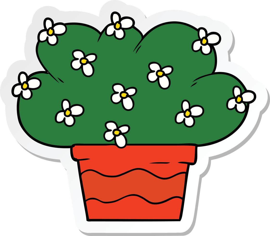 sticker of a cartoon plant vector