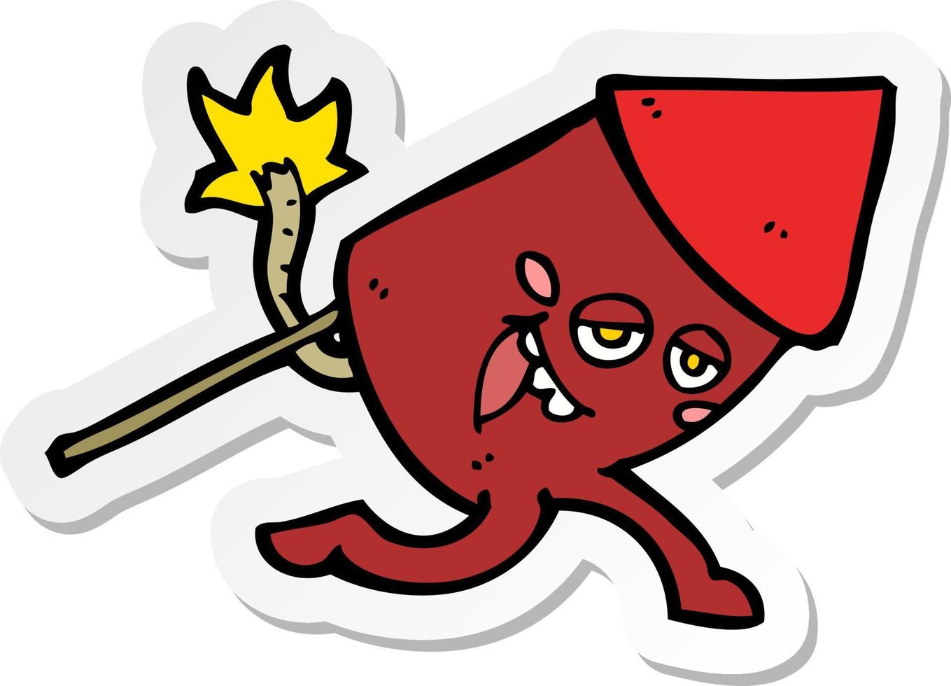 sticker of a cartoon funny firework character vector