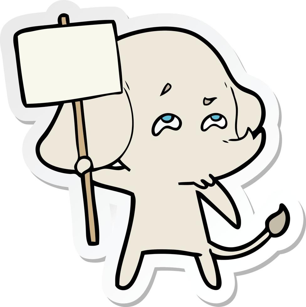 sticker of a cartoon elephant with sign remembering vector