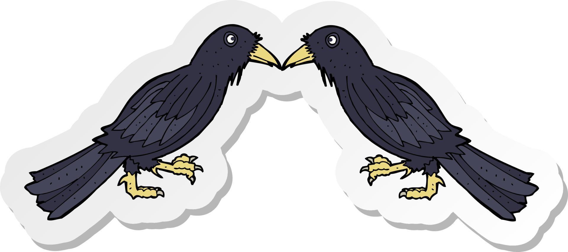 sticker of a cartoon crows vector