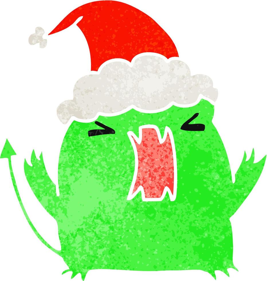 dibujos animados retro de navidad del diablo kawaii vector