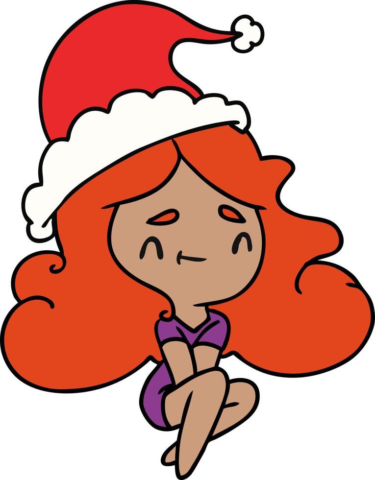 christmas cartoon of kawaii girl vector