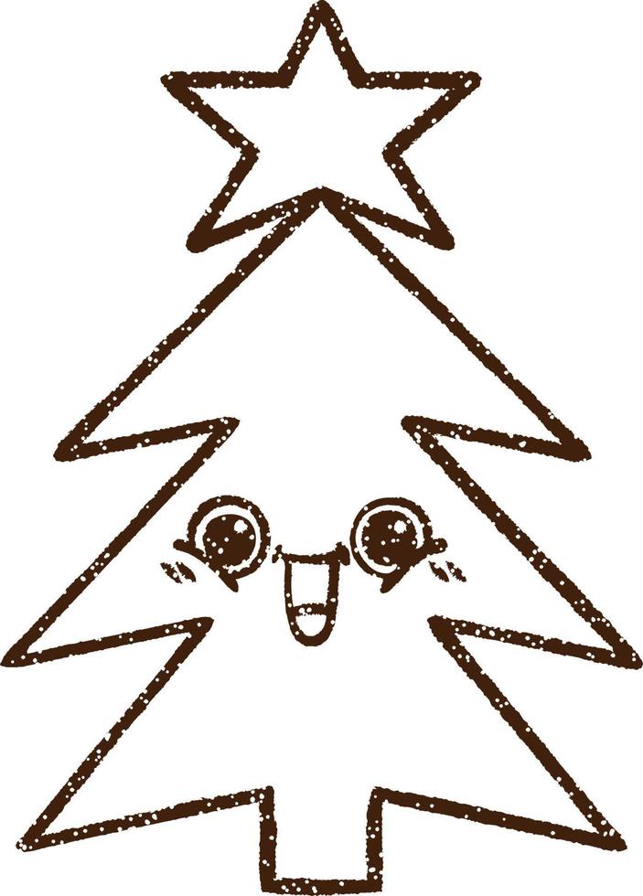 Christmas Tree Charcoal Drawing vector