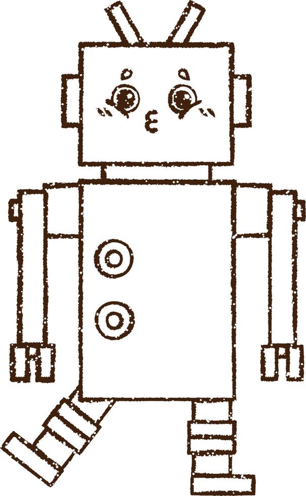 Robot Charcoal Drawing vector