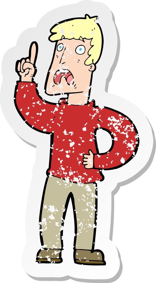 retro distressed sticker of a cartoon man with complaint vector