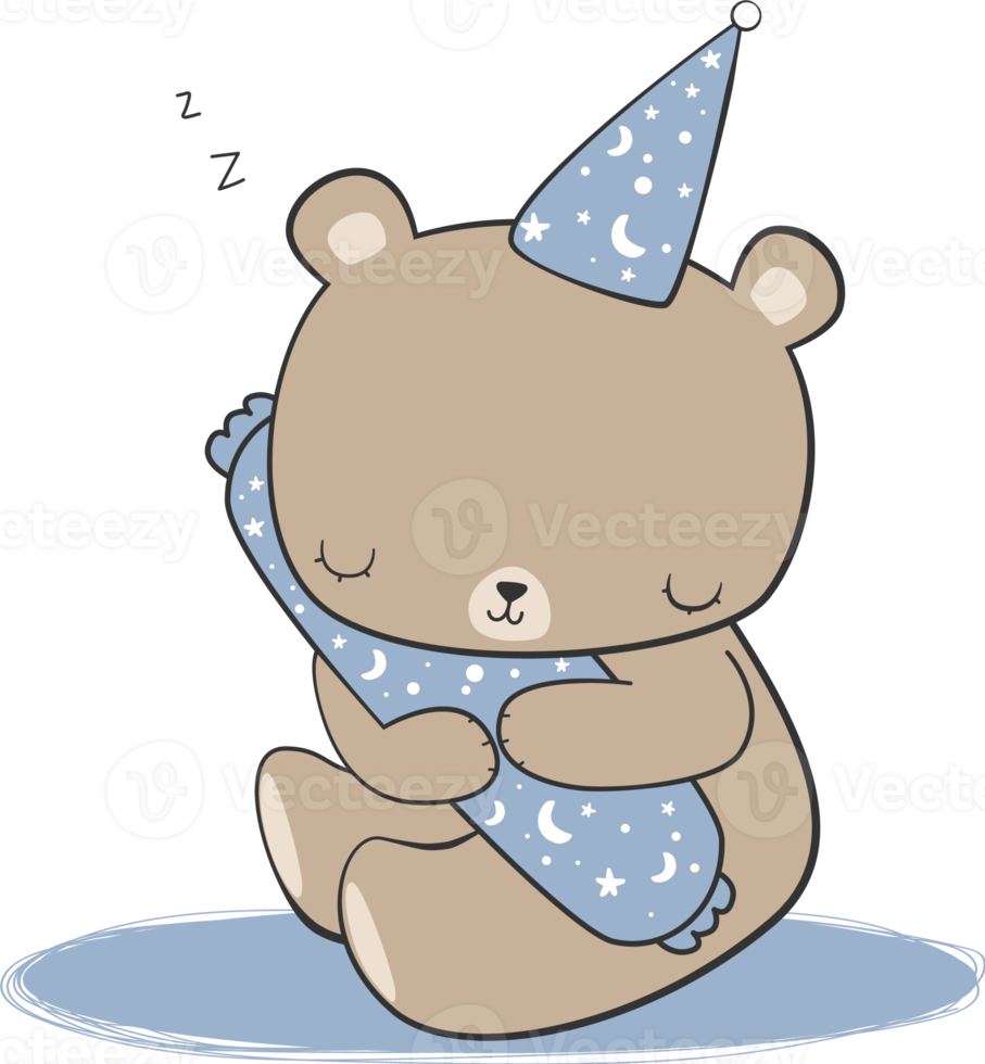 Cute Bear Sleeping Element png