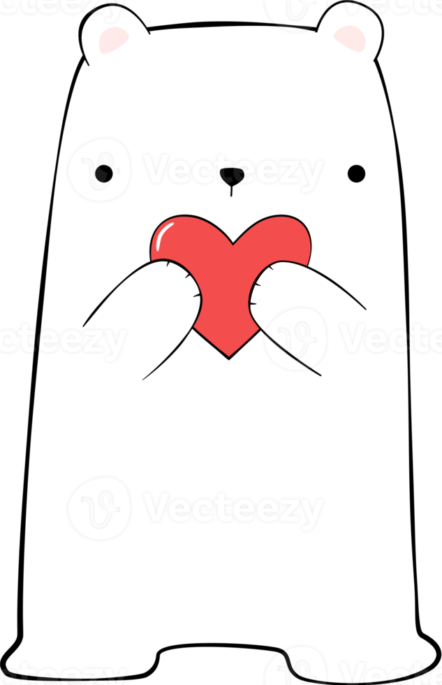 Cute Bear with Red Heart Element png