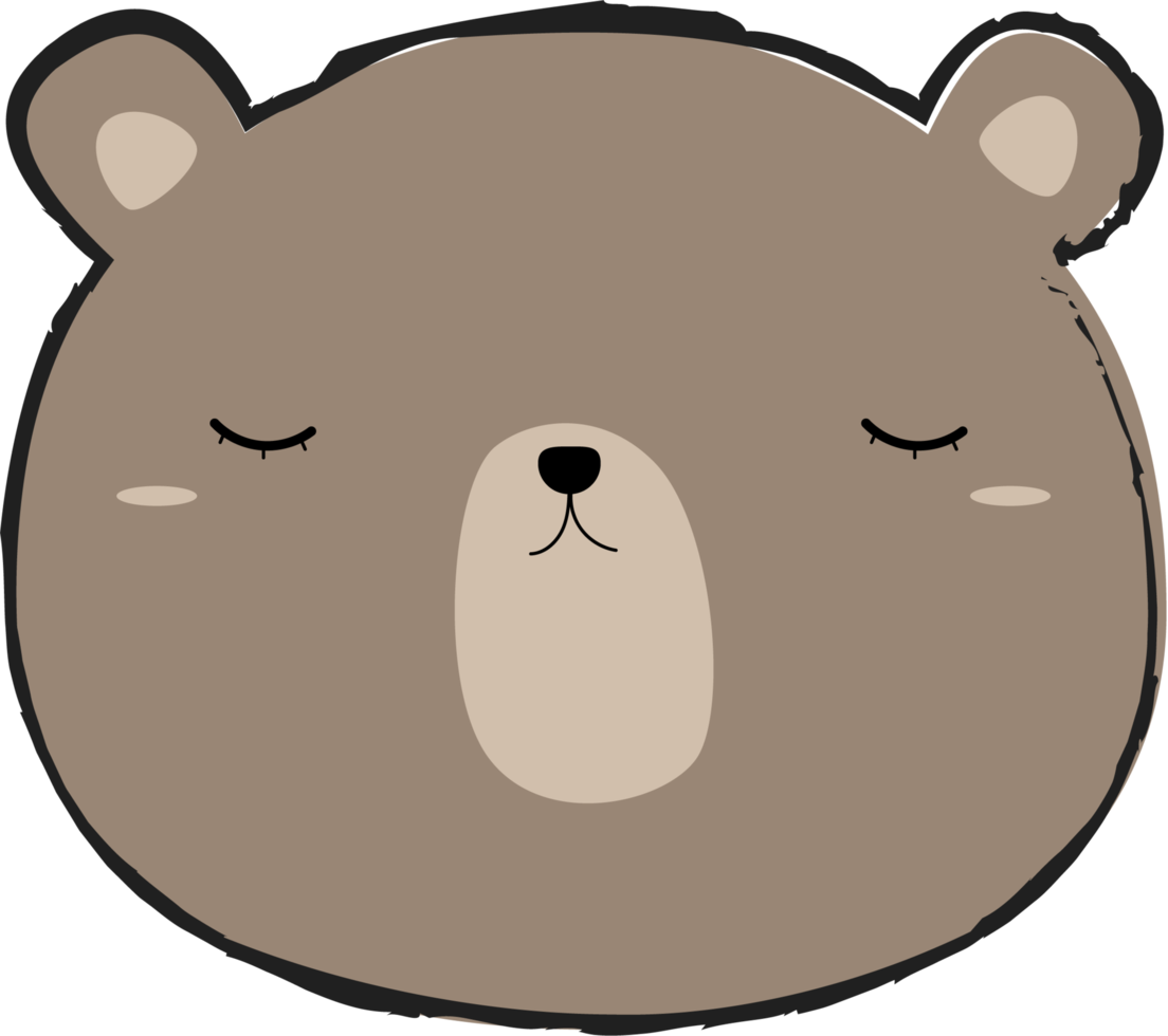 Cute Sleeping Bear Head Element png