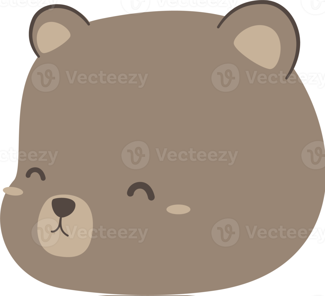 Cute Happy Bear Head Element png