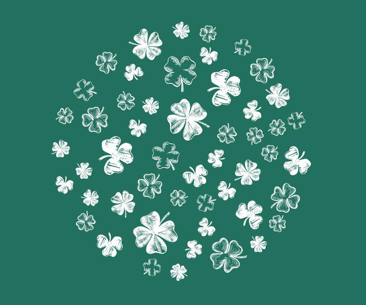 Clover set. Patrick's day. Hand drawn style. Vector illustration.