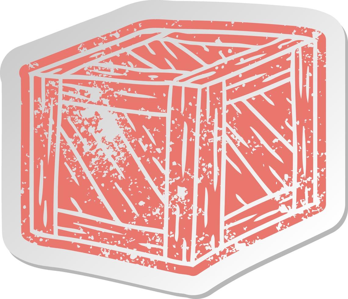 distressed old sticker of a wooden crate vector