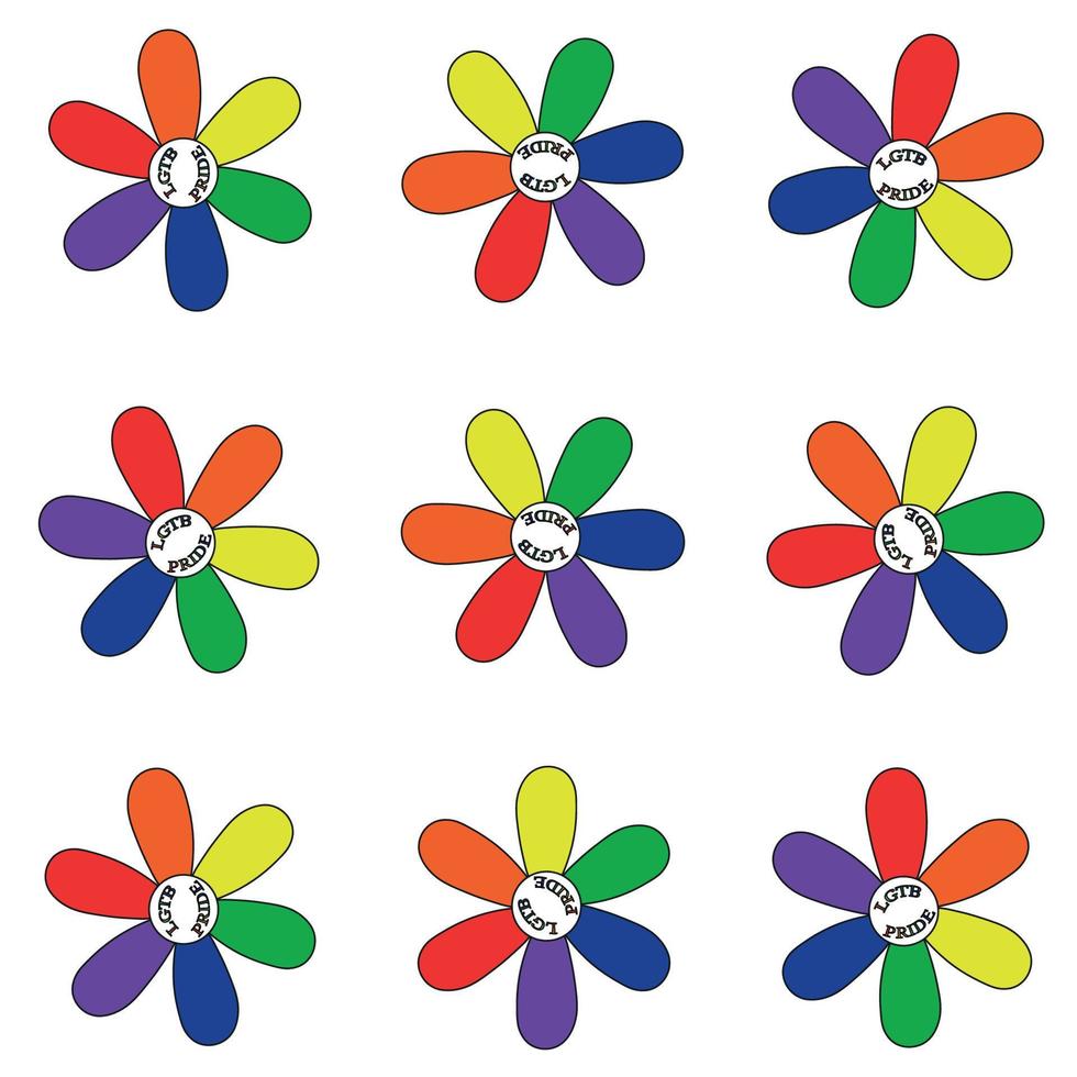 Pride concept, pattern of flowers with colors of the lgtb flag vector