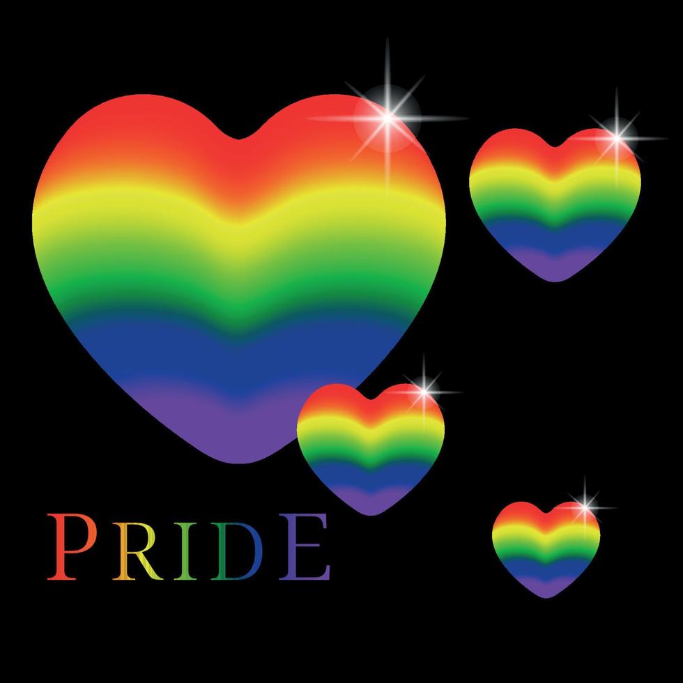 LGBT concept, hearts with gay pride colors vector