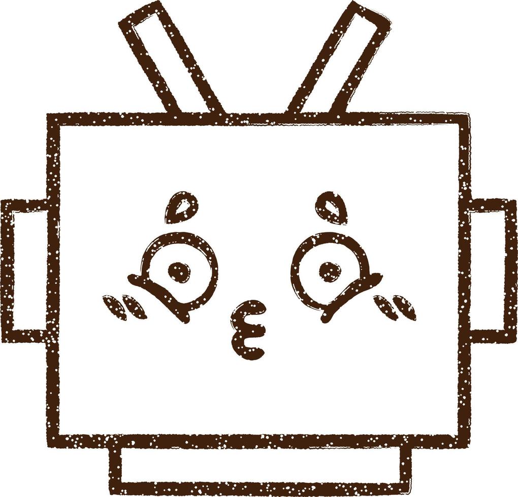 Robot Face Charcoal Drawing vector