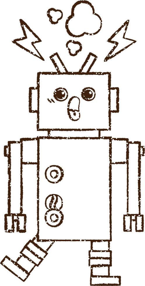 Robot Charcoal Drawing vector