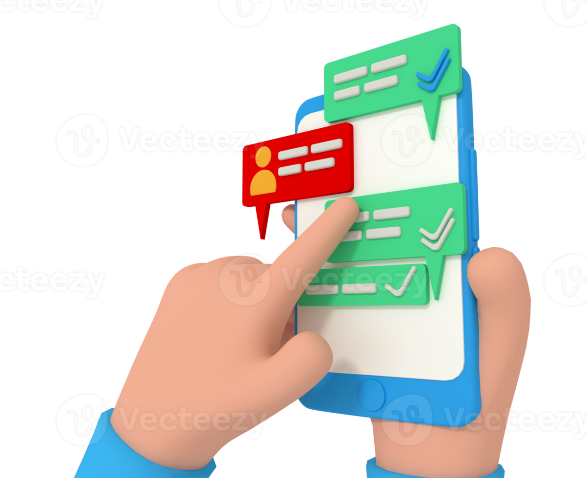 3d modeling holding the phone and chatting png