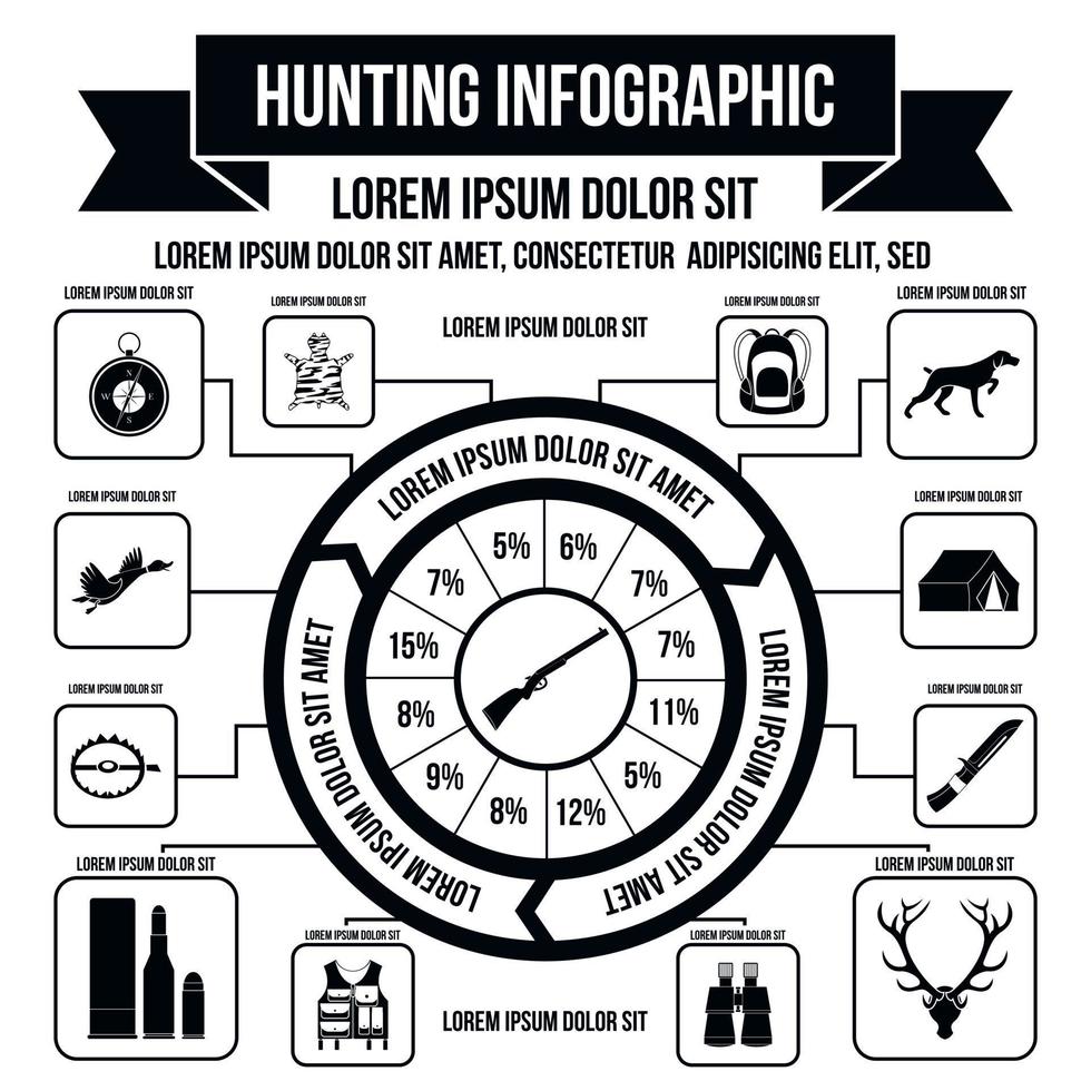 elementos infográficos de caza, estilo simple vector