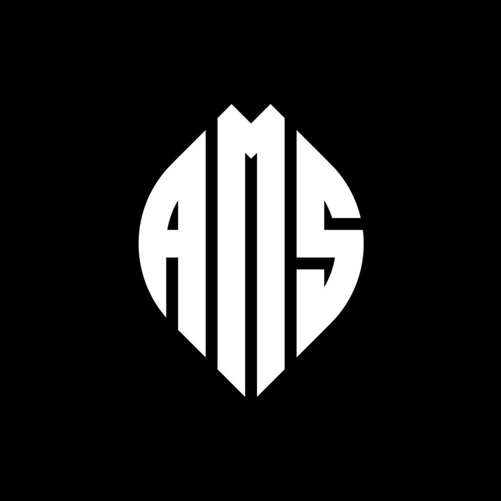 AMS circle letter logo design with circle and ellipse shape. AMS ellipse letters with typographic style. The three initials form a circle logo. AMS Circle Emblem Abstract Monogram Letter Mark Vector. vector