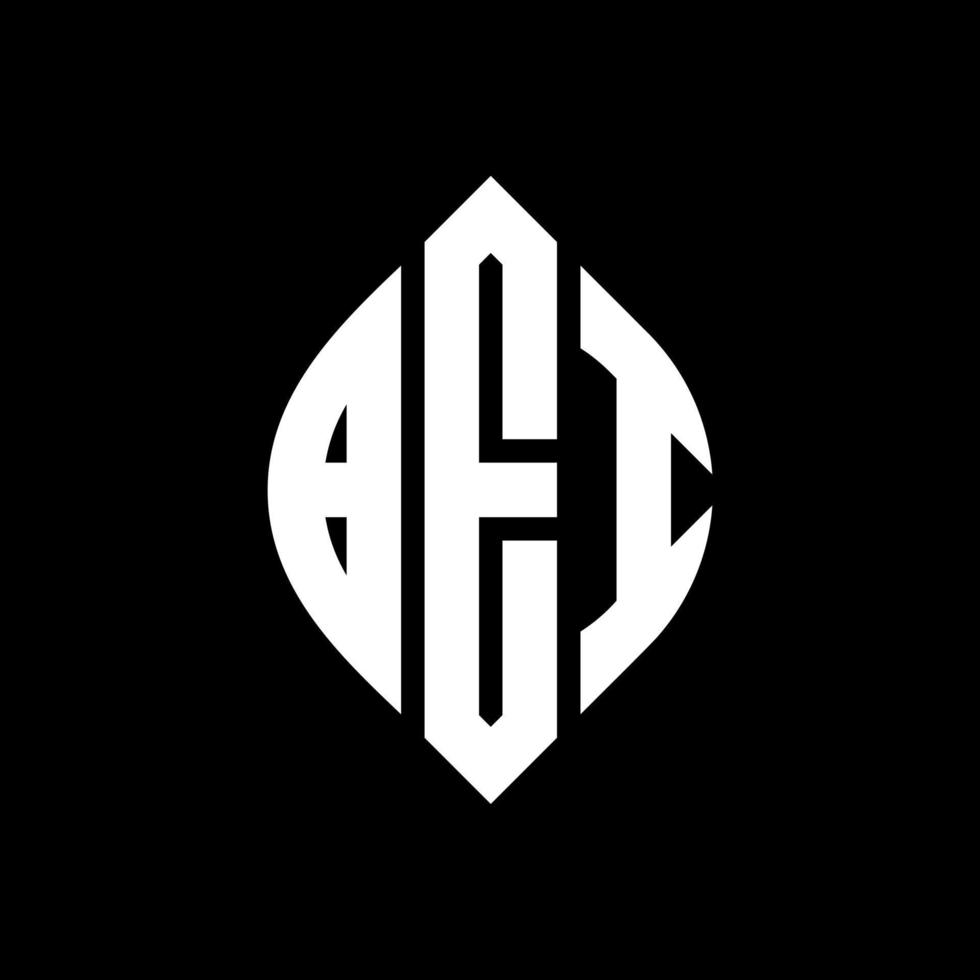 BEI circle letter logo design with circle and ellipse shape. BEI ellipse letters with typographic style. The three initials form a circle logo. BEI Circle Emblem Abstract Monogram Letter Mark Vector. vector