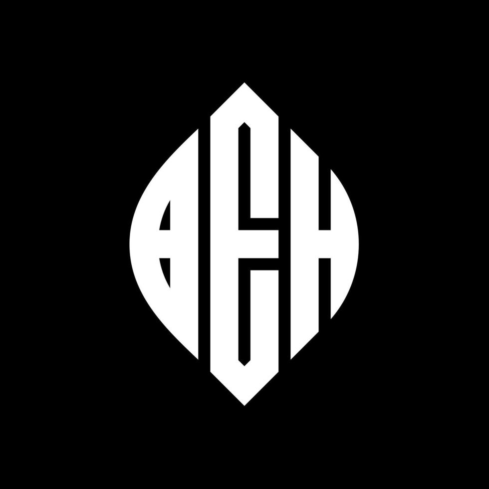 BEH circle letter logo design with circle and ellipse shape. BEH ellipse letters with typographic style. The three initials form a circle logo. BEH Circle Emblem Abstract Monogram Letter Mark Vector. vector