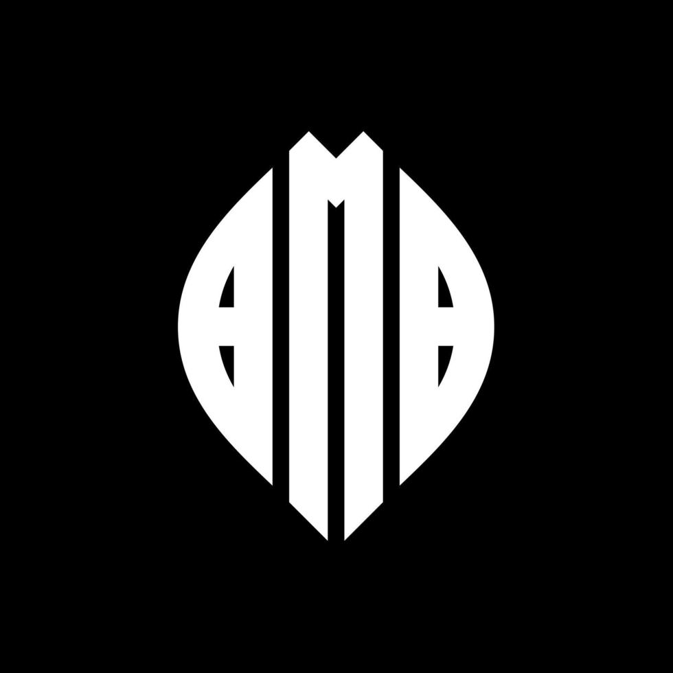 BMB circle letter logo design with circle and ellipse shape. BMB ellipse letters with typographic style. The three initials form a circle logo. BMB Circle Emblem Abstract Monogram Letter Mark Vector. vector