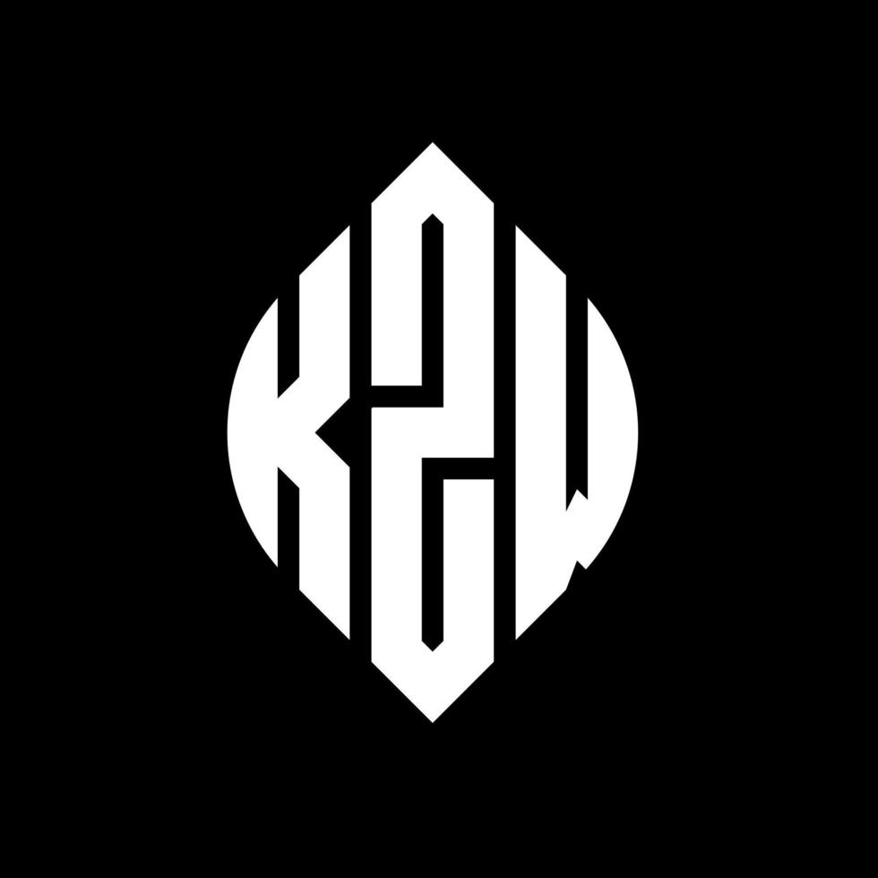 KZW circle letter logo design with circle and ellipse shape. KZW ellipse letters with typographic style. The three initials form a circle logo. KZW Circle Emblem Abstract Monogram Letter Mark Vector. vector