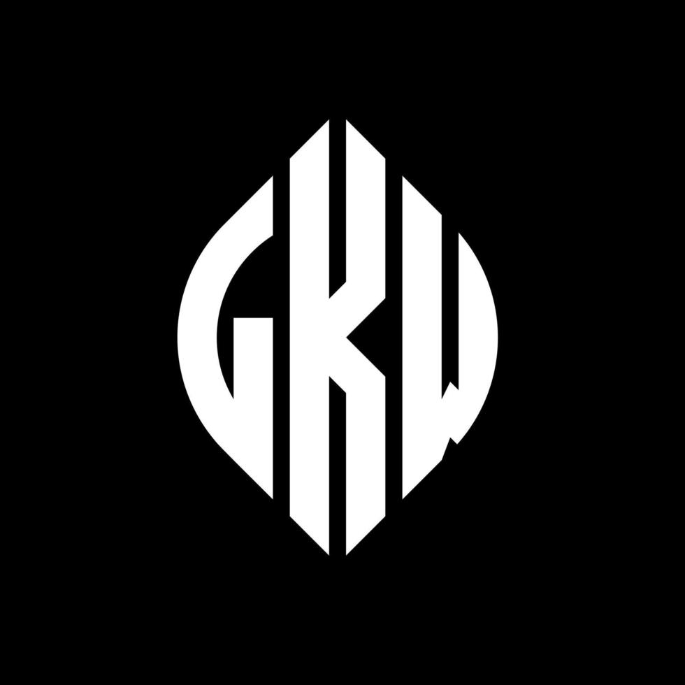LKW circle letter logo design with circle and ellipse shape. LKW ellipse letters with typographic style. The three initials form a circle logo. LKW Circle Emblem Abstract Monogram Letter Mark Vector. vector