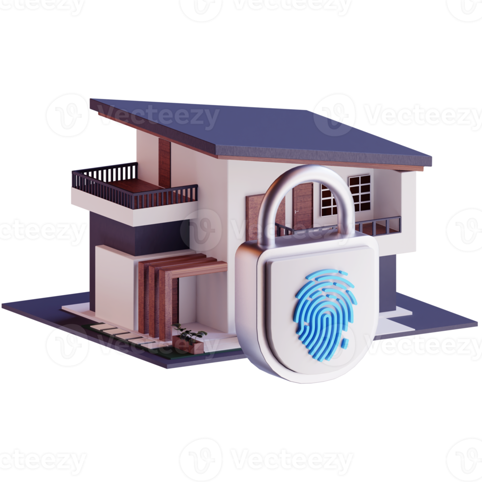 3d smart home security lock png