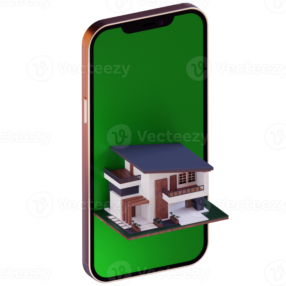 arquitetura de casa 3D com smartphone png