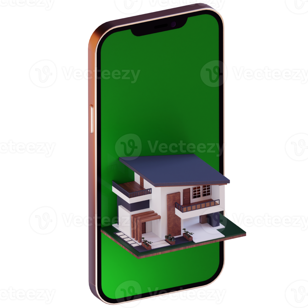 3d home architecture with smartphone png